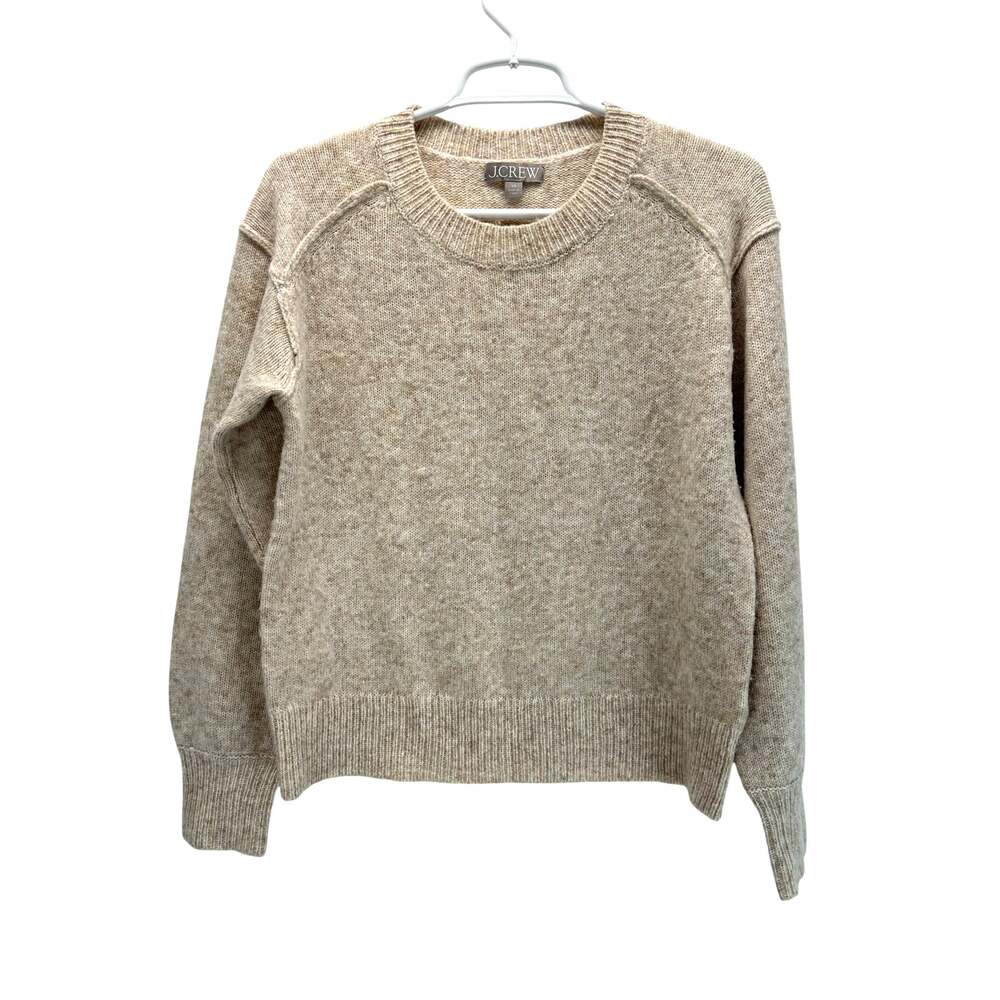 J. Crew Relaxed Pullover Sweater Oatmeal Tan Wool Alpaca XS
